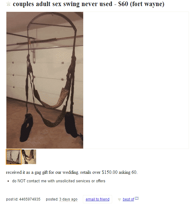 sex swing for sale on CL