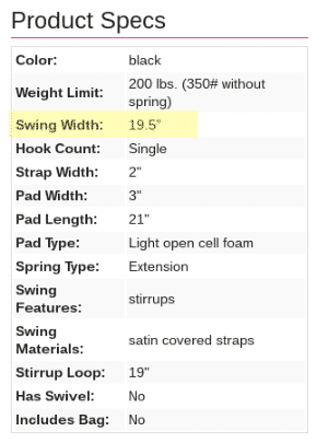 Sex Swing Width