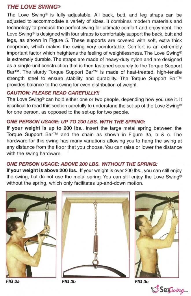 Instruction booklet for the TLC Love Swing page 5 - install ideas and using the spring