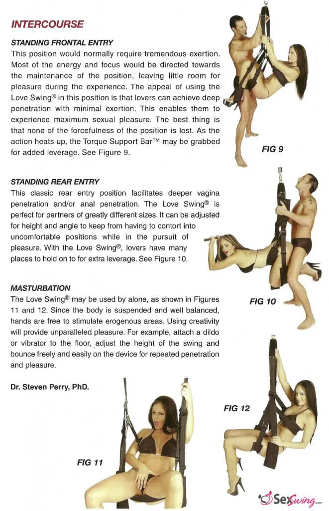 Instruction booklet for the TLC Love Swing page 7 - recommended intercourse positions