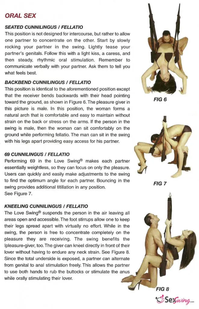 Instruction booklet for the TLC Love Swing page 6 - positions for oral sex