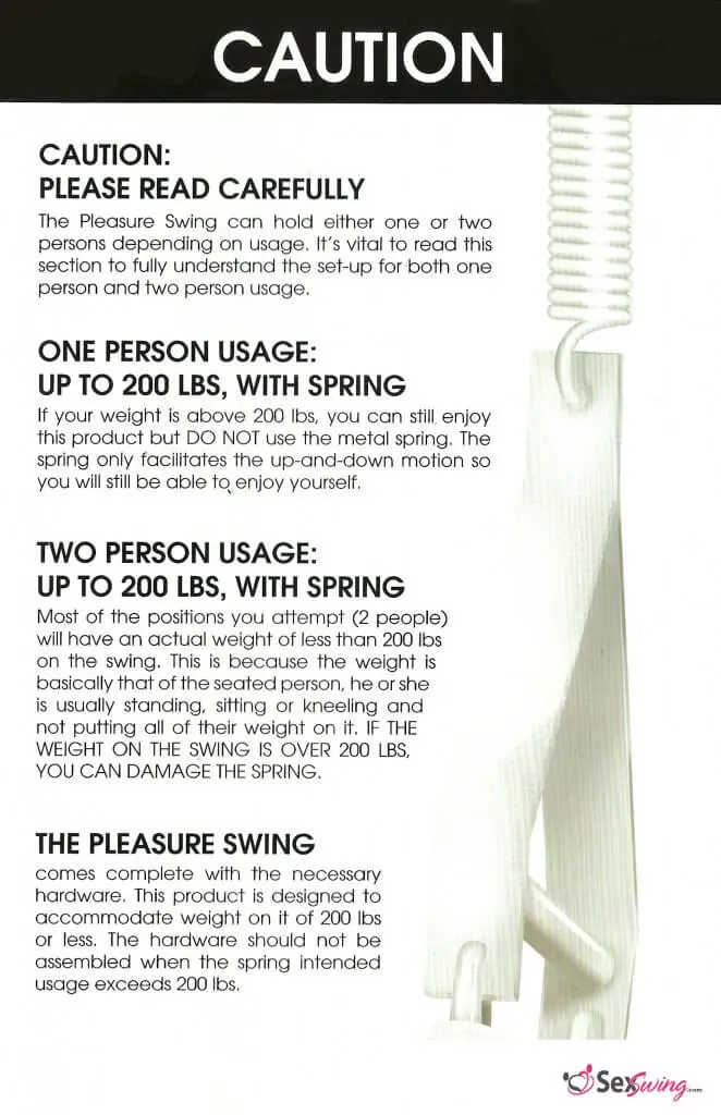 page 5 of the whipsmart pleasure swing installation booklet. Instalation and safety instructions.